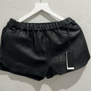 SPRWWN Slip Shorts- Black, Size M, French Leather, mid rise with pockets. NWT